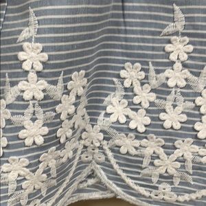 Pinstriped summer blue bell sleeve dress